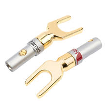 8pcs Nakamichi Y/U Spade Banana Plug Pure Copper Plated Gold Y Plug U-Shaped Plug Speaker Connector Audio Terminal Post Adapter 2024 - buy cheap
