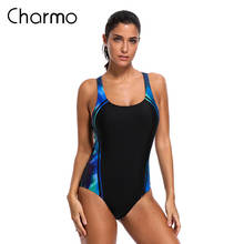 Charmo Women Sports Swimwear Sports Swimsuit One-Piece Color block Monokini Beach Bathing Suit fitness slim training sportswear 2024 - buy cheap