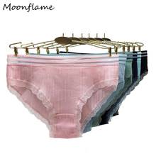 Moonflame-ropa interior de algodón para mujer, calzoncillos de tiro bajo, Color sólido, M, L, XL, 89450, 5 unids/lote 2024 - compra barato