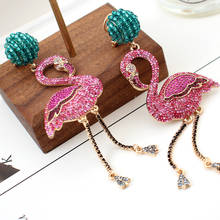 CZ Flamingo Drop Earrings Women Large Statement Earrings Girls Trendy Party Wedding Bride Luxury Fuchsia Earrings Jewelry 2024 - buy cheap