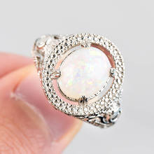Charme colorido moonstone anéis para o casamento feminino moda branco zircônia prata cor dedo feminino jóias presente 2024 - compre barato