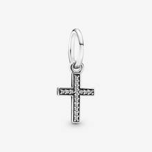 100% 925 Sterling Silver Beads Clear CZ Sparkling Cross Dangle Charms Fit Pandora Bracelet DIY Jewelry Gift bijoux 2024 - buy cheap