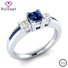 HuiSept 925 Silver Ring Jewelry Accessories for Women Wedding Engagement Fashion Sapphire Zircon Gemstones Finger Rings Ornament 2024 - buy cheap