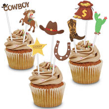 Amosfun toppers de cupcake tema de cowboy, 72 peças, decorações de festa estilo ocidental, toppers de sobremesa e bolo 2024 - compre barato