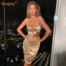 Women's Sexy Spaghetti Strap Backless Pleated Bodycon Dress 2021 Spring Celebrity Runway Club Evening Party Dress Vestidos 2024 - buy cheap