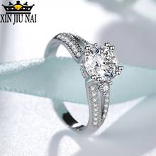 Circular anillo de compromiso con forma de AAA Zircon oro blanco para mujeres mujer regalo de anillos de boda de las mujeres accesorios anillos de diamantes 2024 - compra barato