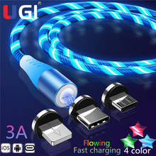 UGI 3A Flowing Magnetic Cable Light LED For IOS Micro USB Type C USB C Cable Fast charging Data Cable For Samsung Oneplus HTC 2024 - buy cheap