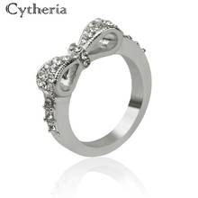 Anéis elegantes estilosos com laço para meninas, joias delicadas de princesa com strass, melhores presentes para meninas 2024 - compre barato