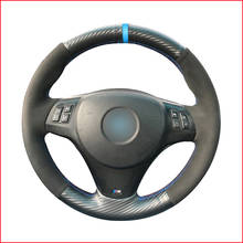 Mequer capa de volante de carro, de fibra de carbono, preta, pu, para bmw m sport m3 e90 e91 e92 e93 e87 e81 e82 e88 e84, acessórios 2024 - compre barato