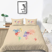 Conjunto de cama artístico mapa mundi elegante criativo capa de edredom vintage king queen conjunto de cama design único duplo único 2024 - compre barato