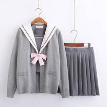Jk uniforme de outono verão, manga curta/longa, uniforme escolar japonês para meninas, sailor, saia plissada, jk, conjunto de uniforme com casaco 2024 - compre barato