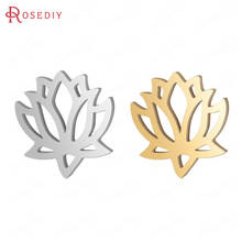 (37253)10PCS 12x12MM Quality Gold Color Stainless Steel Lotus Charms Pendants Jewelry Making Supplies Diy Findings Accessories 2024 - buy cheap