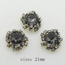 Lançamento 10pcs 21mm botões de metal com strass cristal cinza acessórios de vestuário para casamento enfeite de cabelo com laço 2024 - compre barato