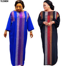 Vestidos africanos para mujer, vestido Dashiki de seda con diamantes a rayas, vestido Maxi africano para mujer 2020 2024 - compra barato