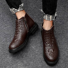 High Quality Leather Business Men's Boots Autumn Winter Warm Fur Snow Boots Crocodile Pattern Men Ankle Boots Men's Shoes 38-46 2024 - buy cheap