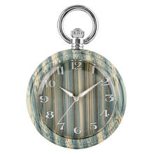 Reloj de bolsillo de cuarzo de bambú verde especial para mujer, relojes de bolsillo de madera con números arábigos de plata clara 2024 - compra barato