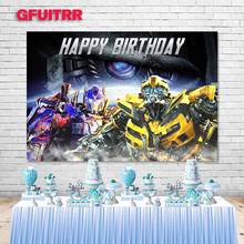 GFUITRR-Fondo de fotografía Transformers para niños, telón de fondo de vinilo negro para cumpleaños, Baby Shower, Bumblebee, accesorios para fotomatón 2024 - compra barato