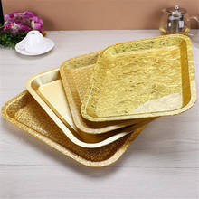 Acrylic golden rectangle plastic Hotel KTV plate Storage tray japanese snack foods serving platter tray gold tray decoration 2024 - buy cheap
