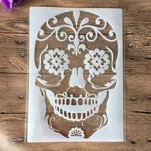 A4 29 * 21cm DIY Stencils Wall Painting Scrapbook Coloring Embossing Album Decorative Paper Card Template,wall skull stencil 2024 - buy cheap