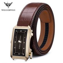WilliamPolo full-grain leather Brand Belt Men Top Quality Genuine Luxury Leather Belts for Men Strap Male Metal Automatic Buckle 2024 - buy cheap