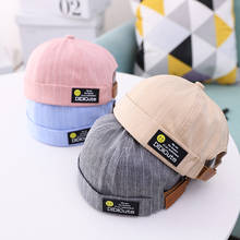 Doitbest-gorro infantil de algodão retrô ajustável, chapéu sem brimless, listras frescas, para meninos e meninas 2024 - compre barato