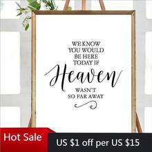 Wedding Decoration Prints Poster We Know You Would Be Here Today If Heaven Wasn't So Far Away Canvas Painting Wedding sign Decor 2024 - buy cheap