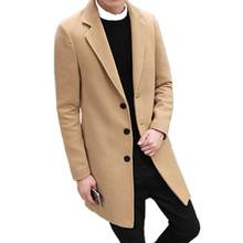 ZOGAA Plus Size Men Long Trench M-5XL Fashion Woolen Jacket Coat Casual Long Sleeve Overcoats Outwear Mens Jackets and Coats 2024 - buy cheap