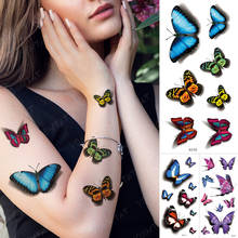 Водонепроницаемый Временные татуировки стикер бабочка поддельные татуировки флэш роза перо тату боди-арт 3D Красочные для девушек женщин 2024 - купить недорого