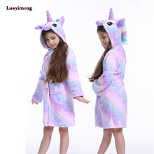 Albornoz con capucha de unicornio para niños, bata de baño, ropa de dormir de animales Kugurumi para niñas y niños 2024 - compra barato