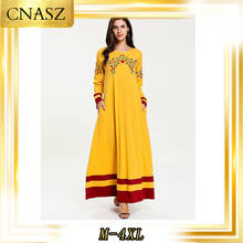 Женское платье с вышивкой Abaya, турецкое модное контрастное платье большого размера для осени 2024 - купить недорого