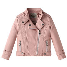 Children's Leather Jackets 2020 Autumn New Girl's PU Leather Stand Collar Coats Kids Fashion Zipper Tops Overcoat  Size 2-10T 2024 - buy cheap