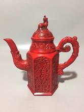 Chinese Handmade Red Coral Fu Lu Shou Water Pot,Teapot, Wine Pot, Animal Statue Success Wealth Longevity Home Decoration 2024 - buy cheap