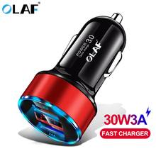 Olaf carga rápida 3.0 usb carregador de carro para iphone 7 3a adaptador de carregamento rápido para samsung a50 xiaomi mi9 qc3.0 carregador de telefone do carro 2024 - compre barato