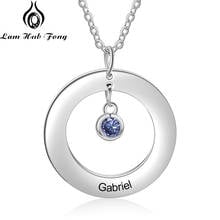 Personalized Name Necklace Custom Necklace with Birthstone Fashion Stainless Steel Jewelry Gift for Women Family (Lam Hub Fong) 2024 - buy cheap