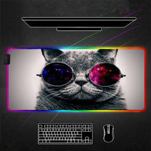 Черная кошка классная Мышь Pad RGBGamer аксессуары большой светодиодный Мышь игровой коврик стол коврики 90x4 0 см/80x30 см ПК настольный игровой коврик с клавиатурой с подсветкой 2024 - купить недорого