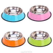 Cuenco redondo de acero inoxidable para mascota, plato de comida para perros, dispositivo alimentador resistente antideslizante, vajilla para mascotas F18 21, envío directo 2024 - compra barato