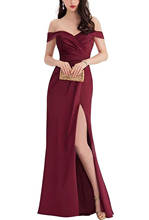 Women Sweetheart Ruched Off The Shoulder High Slit Prom Evening Dress robes de soirée vestidos elegantes para mujer فساتين السهر 2024 - buy cheap