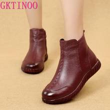 GKTINOO Winter Woman Genuine Leather Ankle Boots Female Casual Shoes Women Flat Warm Snow Boots Ladies Shoes 2024 - buy cheap