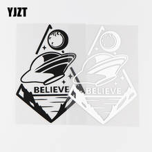 YJZT 11X15.8CM Believe Ufo Car Sticker Vinyl Decals Flying Saucer Art Decoration Black / Silver 10A-0065 2024 - buy cheap
