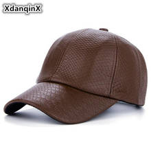 XdanqinX-gorras de béisbol de PU para hombre, gorra clásica con patrón de cocodrilo, visera de PU, tamaño ajustable, sombrero de cuero, Snapback de hueso, otoño 2024 - compra barato