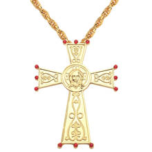 Hip Hop Gold Color Necklace Catholic Jesus Cross Pendant Necklace Metal Crafts Religious Icon Orthodox Baptism Pious Faith Gifts 2024 - buy cheap