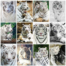 Pintura de pedras de tigre evershine, imagens de animais, bordado de diamante, kit de ponto cruz completo, decoração para casa 2024 - compre barato
