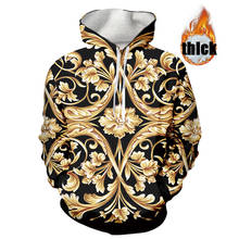 UJIW Gold Flower Luxury Royal Baroque Thicken  Hoodies 3D Print Pullover Sweatshirt Tracksuit Outfit Casual Outerwear Hoodies 2024 - buy cheap