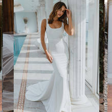 Mermaid Wedding Dresses Square Collar  Appliques Simple Satin A-Line Vintage Wedding Gown Backless Bride Dress vestido de noiva 2024 - buy cheap