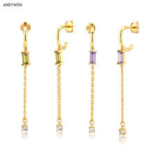 Andywen 925 prata esterlina ouro roxo oliva gota brinco luxo moda feminina cristal piercing ohrringe pendientes jóias 2024 - compre barato