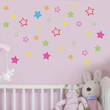 Adesivo de parede com estrelas coloridas de pvc translúcido, papel de parede para quarto das crianças faça você mesmo, decoração de casa, mural 2024 - compre barato