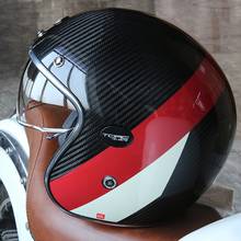 Casco de fibra de carbono TORC V587 Retro 3/4, protector de cara abierta, antiniebla, espejo, para montar en moto 2024 - compra barato