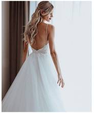 Новое сексуальное свадебное платье-бохо, длинное белое пляжное свадебное платье с открытой спиной, кружевное сексуальное платье принцессы с аппликацией, платье невесты vestido de noiva 2024 - купить недорого