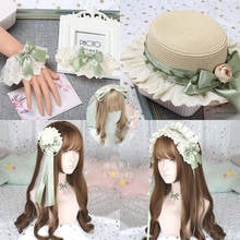 Light green Mori Girl Fairy Princess Rose Hair band Matcha color Lace Bowknot Headdress Lolita Headwear Headband Hairpin Props 2024 - buy cheap