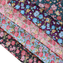 Винтажная розовая цветочная ткань дешевая персиковая кожа ткань для шторы, домашний текстиль тонкий швейный материал W40 2024 - купить недорого